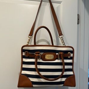 Michael Kors Navy and White Striped Tote Bag